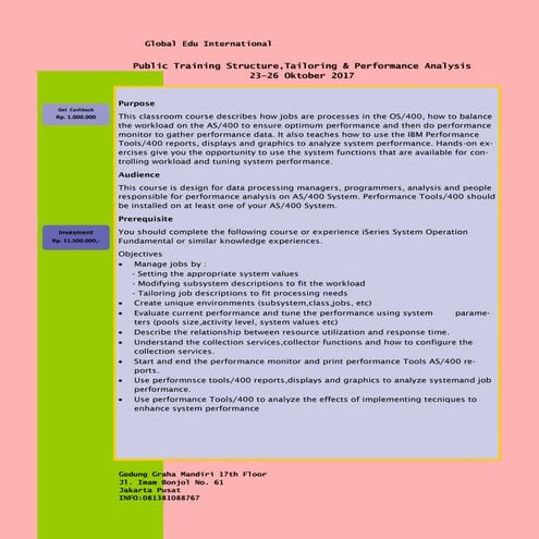 Public Training AS/400 Structure, Tailoring & Performance Analysis (17 ...