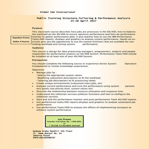 Public Training AS/400 Structure, Tailoring & Performance Analysis (25 ...