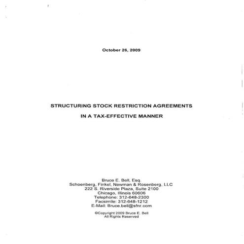 Structuring Stock Restriction Agreements in a Tax Effective Manner