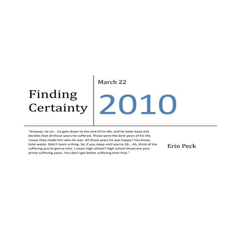 Personal Response March 22, 2010