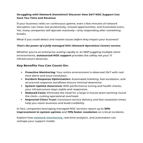 Struggling with Network Downtime Discover How 24 7 NOC Support Can Save ...