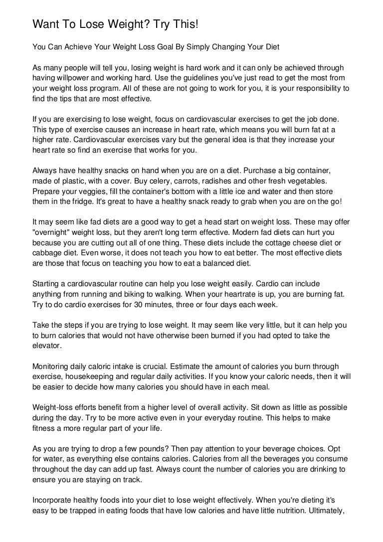 Want To Lose Weight Try This