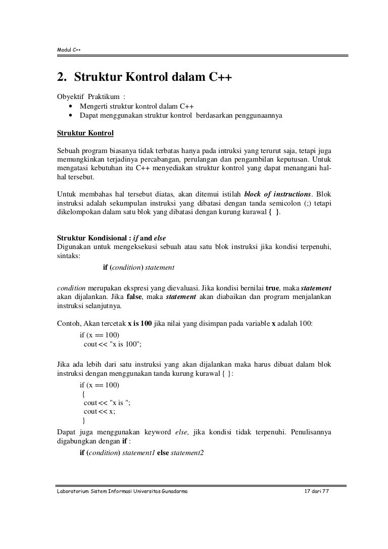 Struktur kontrol dalam c++