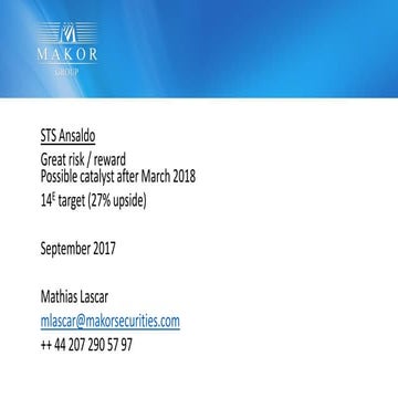 Ansaldo September 2017 investment case (STS IM)