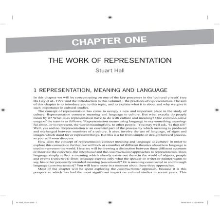 Stuart Hall - Representation Theory | PDF