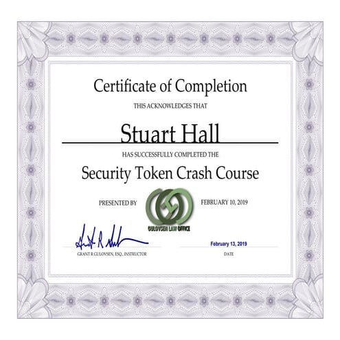 Security Token Crash Course - certificate | PDF