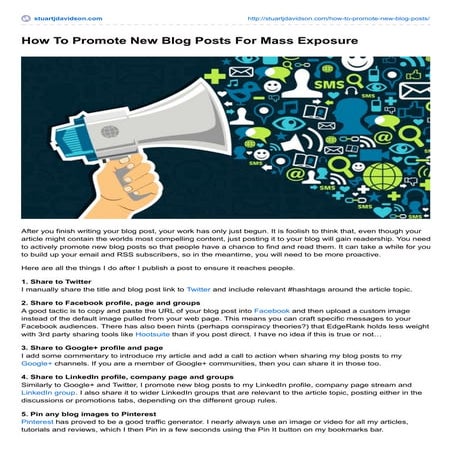 HOW TO PROMOTE NEW BLOG POSTS FOR MASS EXPOSURE
