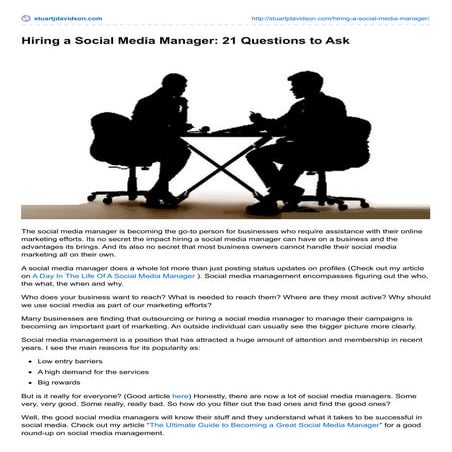 HIRING A SOCIAL MEDIA MANAGER: 21 QUESTIONS TO ASK