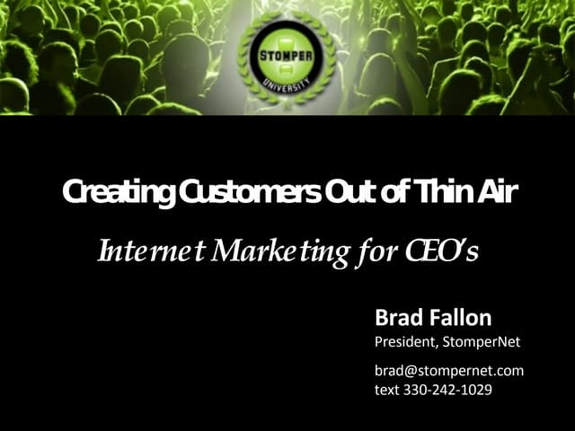 Brad Fallon\'s Vistage Presentation