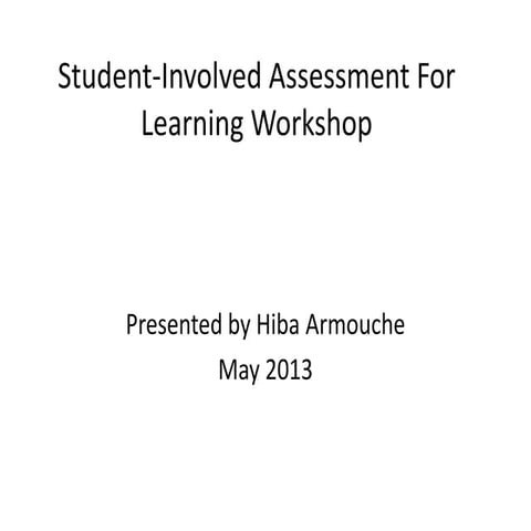 Student involved assessment for learning ppt by Hiba Armouche