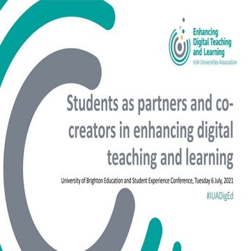 Student as Partners and Co-Creators in Enhancing Digital Teaching and Learning