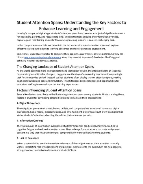 Illustration of Factors Affecting Attention Span