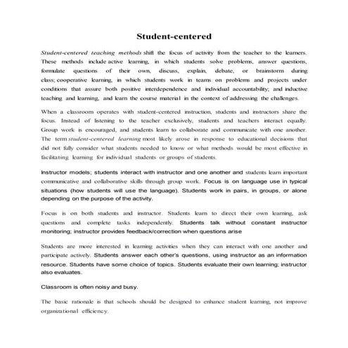 Student centered