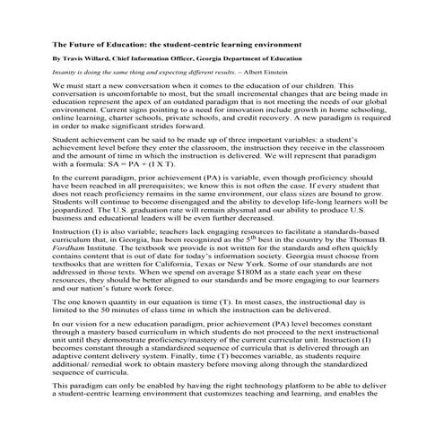 Student Centric Learning