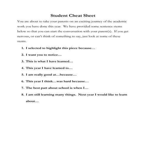 Student cheat sheet