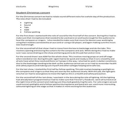 Student christmas concert  blog entry