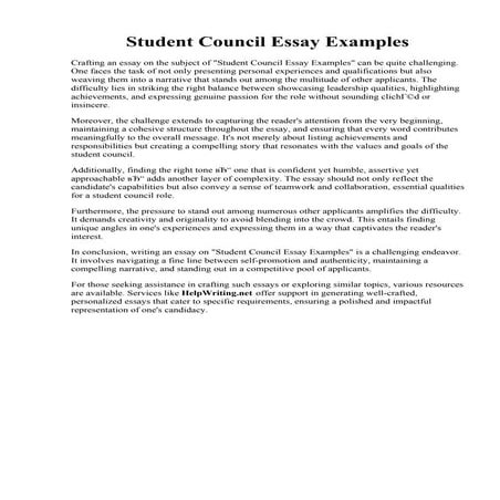 Student Council Essay Examples