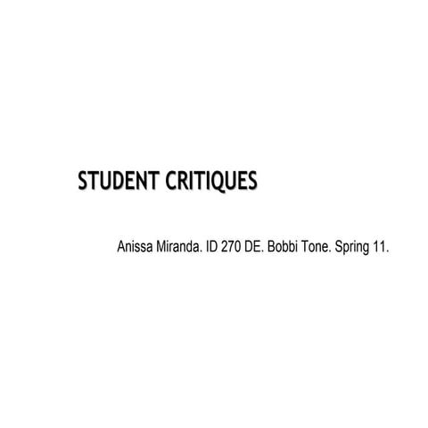 Student critiques