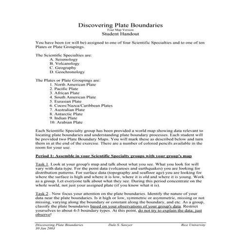 Student directions for poster lab