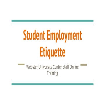 Student employment etiquette presentation