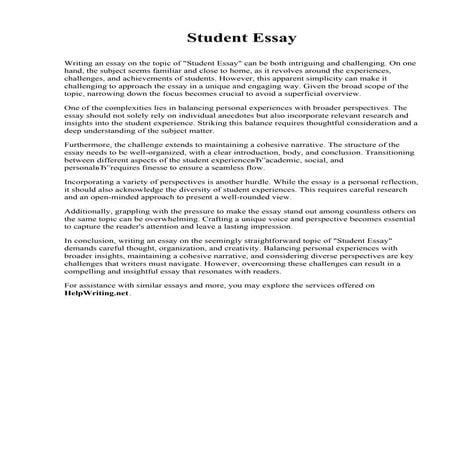 Student Essay. Quinebaug Valley Community College