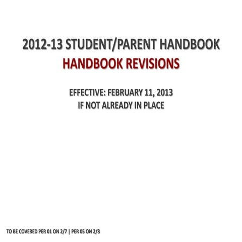Student Handbook Revisions