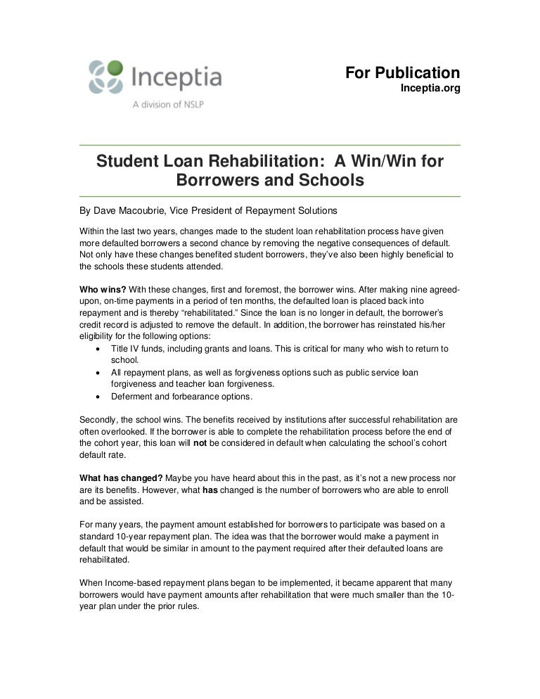Student loan rehabilitation
