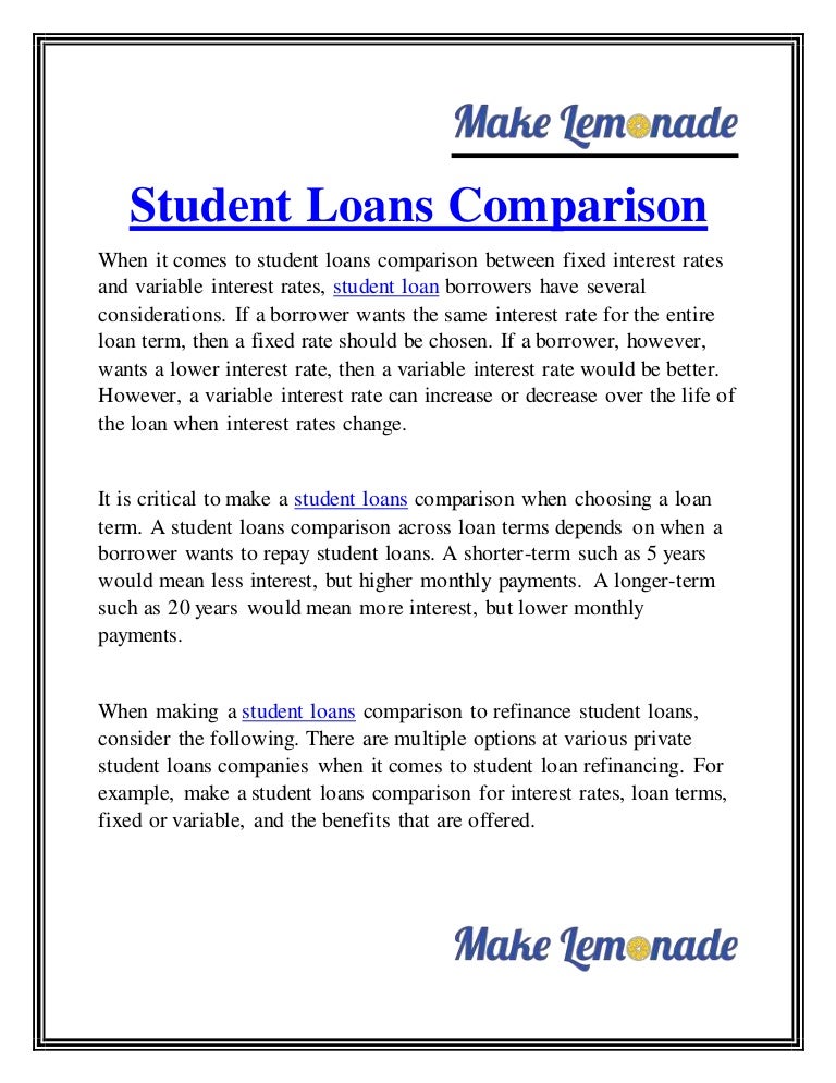 Refinance Student Loans >> Student Loans Comparison Refinance Student Loans >> Student Loans Comparison