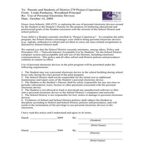 Student parent release of liability