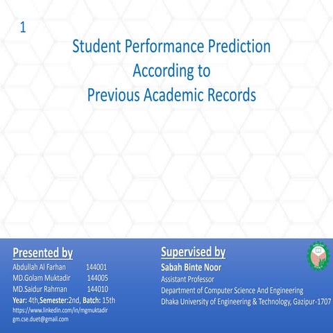 Student performance prediction batch 15 cse DUET.AC.BD