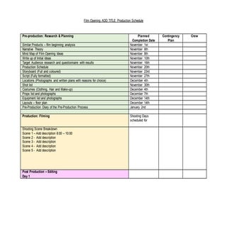 Student production schedule