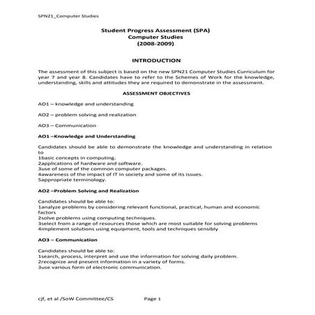 Student Progress Assessment 