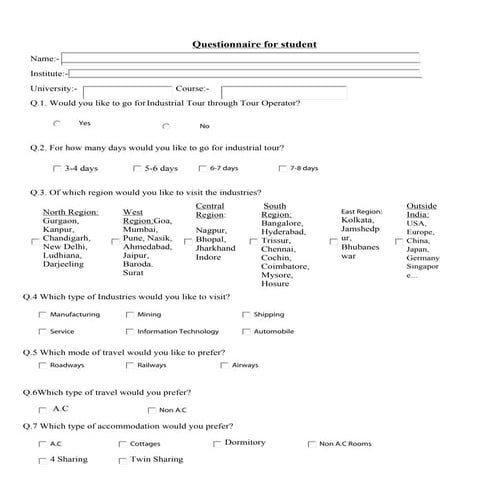 Student questionaire