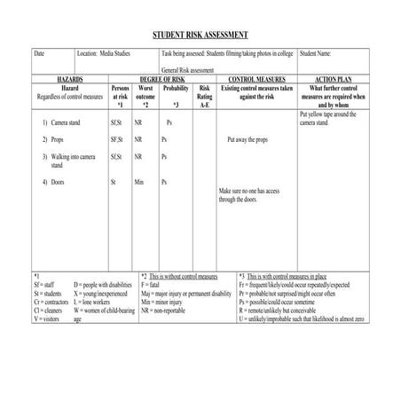 Student Risk Assessment Form | DOC