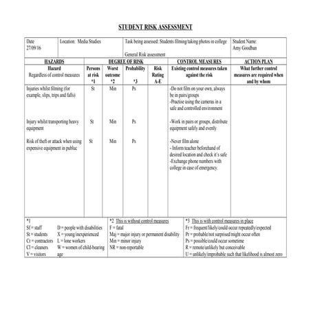 Student Risk Assessment Form | DOC