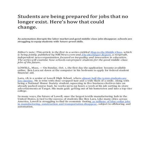 Students are being prepared for jobs that no longer exist.docx