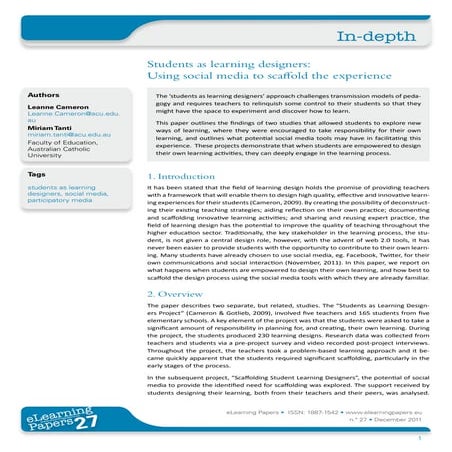 Students as learning designers  using social media to scaffold the experience