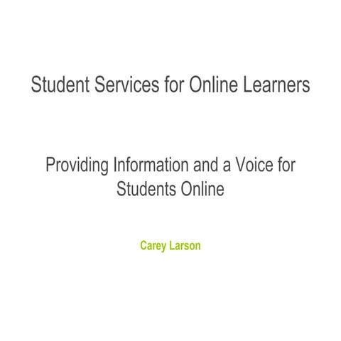 Student Services for Online Learners