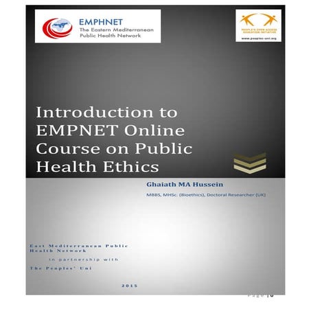 Students handout online course introduction to public health ethics ...