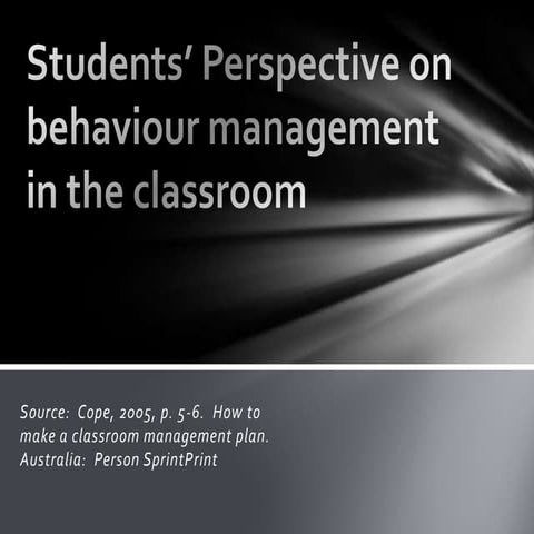 Students’ perspective on behaviour management in the classroom