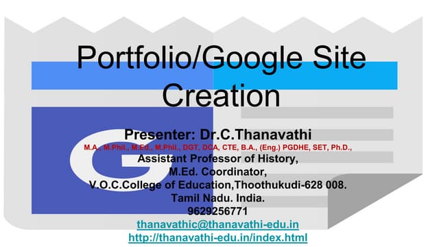 Student's portfolio's creation