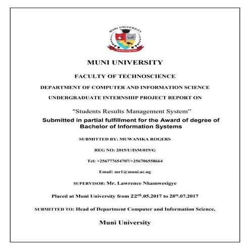 Students results management system (muni university)