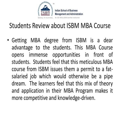 Students review about isbm mba course
