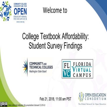 College Textbook Affordability Student Survey Findings