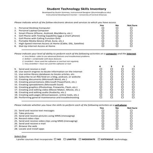Student Technology Skills Inventory