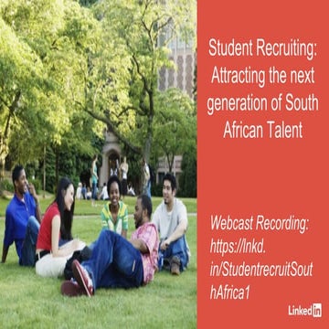 Student webcast presentation: Attracting the Next Generation of South African...