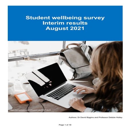 Student wellbeing survey results (Biggins and Holley)