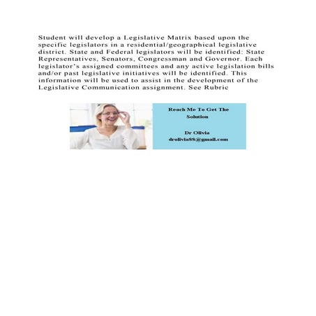 Student will develop a Legislative Matrix based upon the specific le.docx