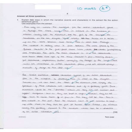 B322 Action Adventure - Question 1 Exemplar Responses