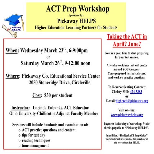 Student ACT Workshop 2011